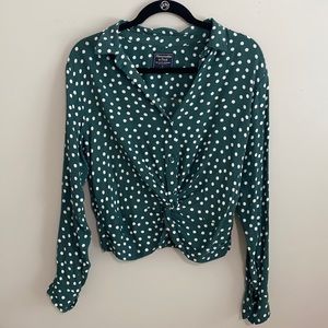 Green Abercrombie and Fitch Twist Front Top